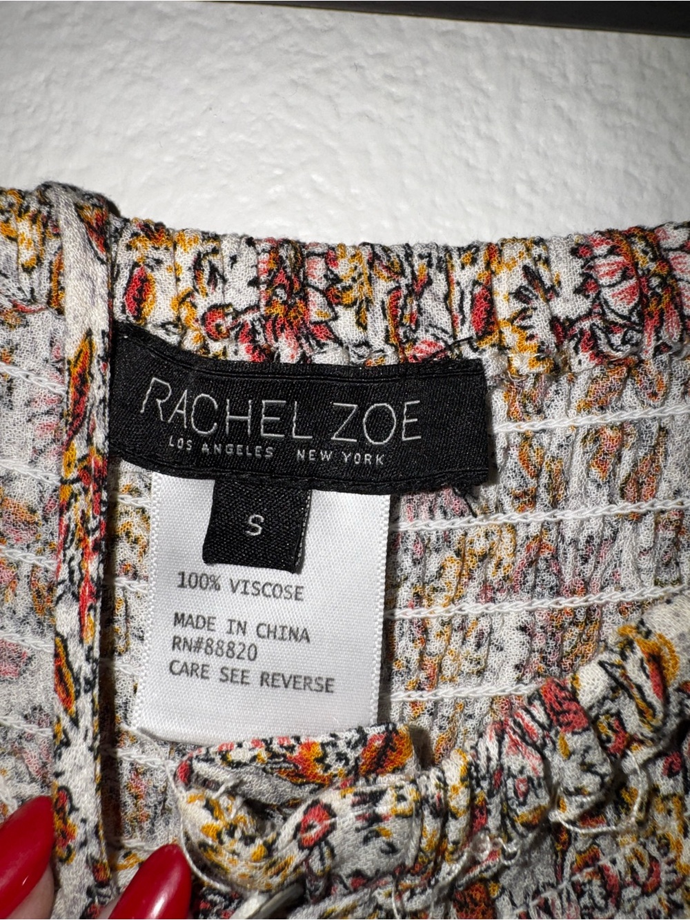 Rachel Zoe Burgundy Floral Tiered Maxi Skirt with Tassel Tie - Picture 4 of 4